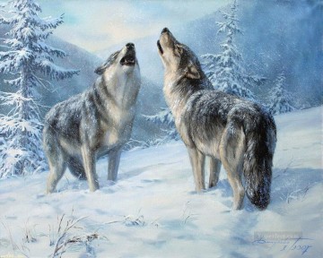 狼 Painting - 遠吠えするオオカミ